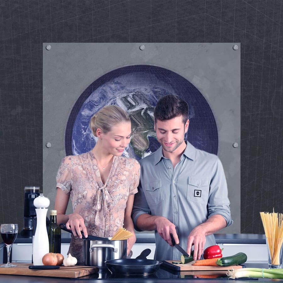 Couple cooking in kitchen